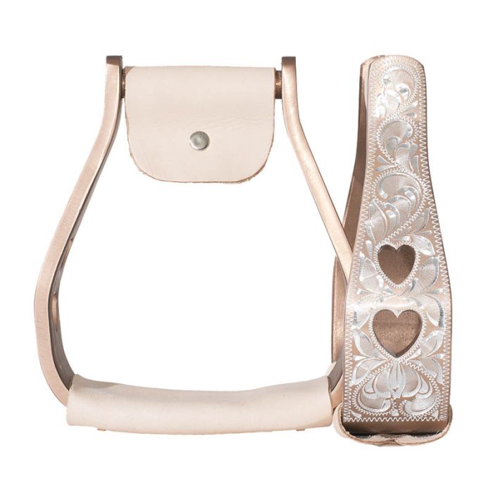 Aluminum Western Stirrups with Engraved Hearts