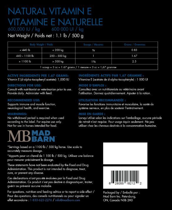 Mad Barn Natural Vitamin E in Back in Stock!