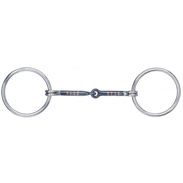 Black Steel Snaffle Mouth Bit with Copper Inlay - Selkirk Mountain Tack